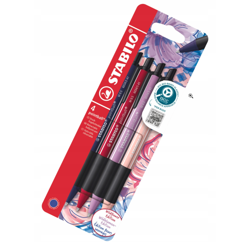 Stabilo Pointball NatureCOLORS Wildflower astuccio 4 penne a sfera 0,5 mm inchiostro blu 6034/4-1 Stabilo Pointball NatureCOLORS Wildflower astuccio 4 penne a sfera 0,5 mm inchiostro blu 6034/4-1