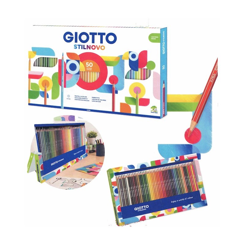 Giotto Stilnovo Color-Desk 50 pastelli colorati in astuccio espositore da tavolo F500240