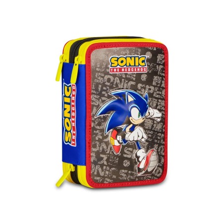 Seven astuccio 3 zip con corredo Sonic Hedgehog Speed blu elet