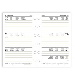 Ricambio agenda 2027 settimanale 7,8x12,3 cm per organizer ad
