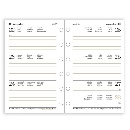 Ricambio agenda 2027 settimanale 7,8x12,3 cm per organizer ad