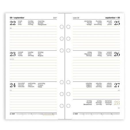 Ricambio agenda 2027 settimanale 9,5x17 cm per organizer ad