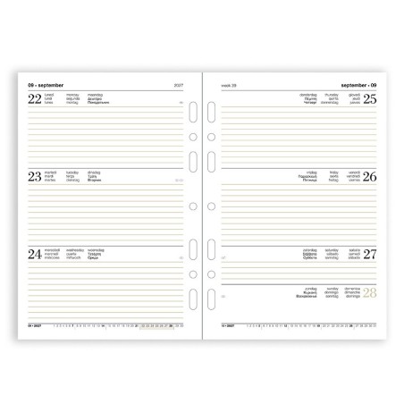 Ricambio agenda 2027 settimanale 14,5x21 cm per organizer ad