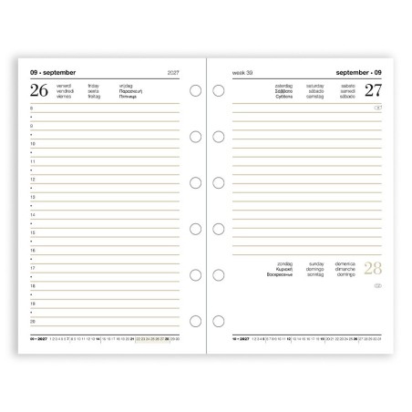 Ricambio agenda 2027 giornaliera 7,8x12,3 cm per organizer ad