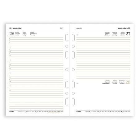 Ricambio agenda 2027 giornaliera 14,5x21 cm per organizer ad