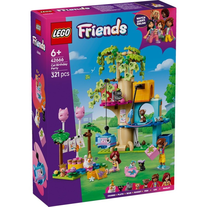 LEGO Friends 42666 Festa di compleanno felina e casa sull'albero 321 pezzi LEGO Friends 42666 Festa di compleanno felina e casa sull'albero 321 pezzi