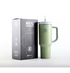 Mypiky mug termica 1200 ml con cannuccia salvia