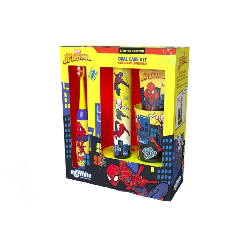 Set igiene orale Spider-Man con spazzolino, dentifricio e bicchiere Set igiene orale Spider-Man con spazzolino, dentifricio e bicchiere