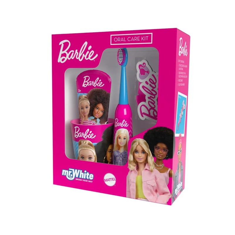 Set igiene orale Barbie con spazzolino, dentifricio e bicchiere