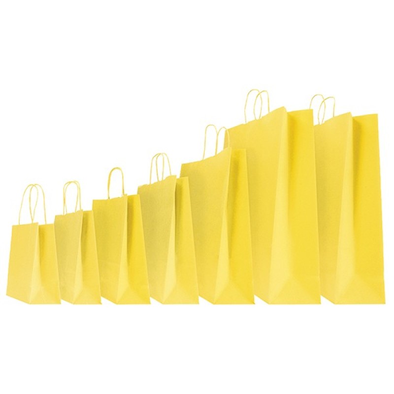 Mainetti Bags Shopper in carta kraft 54x14x45 cm manici a cordino ritorto giallo confezione 10 pezzi