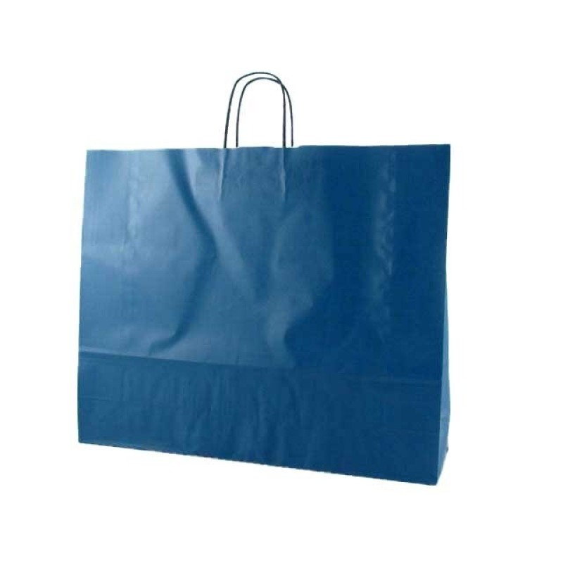 Mainetti Bags Shopper in carta kraft 54x14x45 cm manici a cordino ritorto blu confezione 10 pezzi
