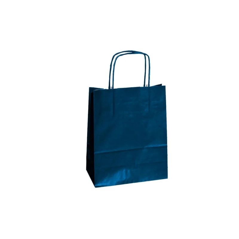 Mainetti Bags Shopper in carta kraft 45x15x50 cm manici a cordino ritorto blu confezione 25 pezzi