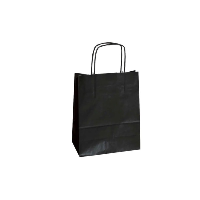 Mainetti Bags Shopper in carta kraft 26x11x35 cm manici a cordino ritorto nero confezione 25 pezzi