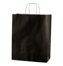 Shopper in carta kraft 18x8x24 cm manici a cordino ritorto ner