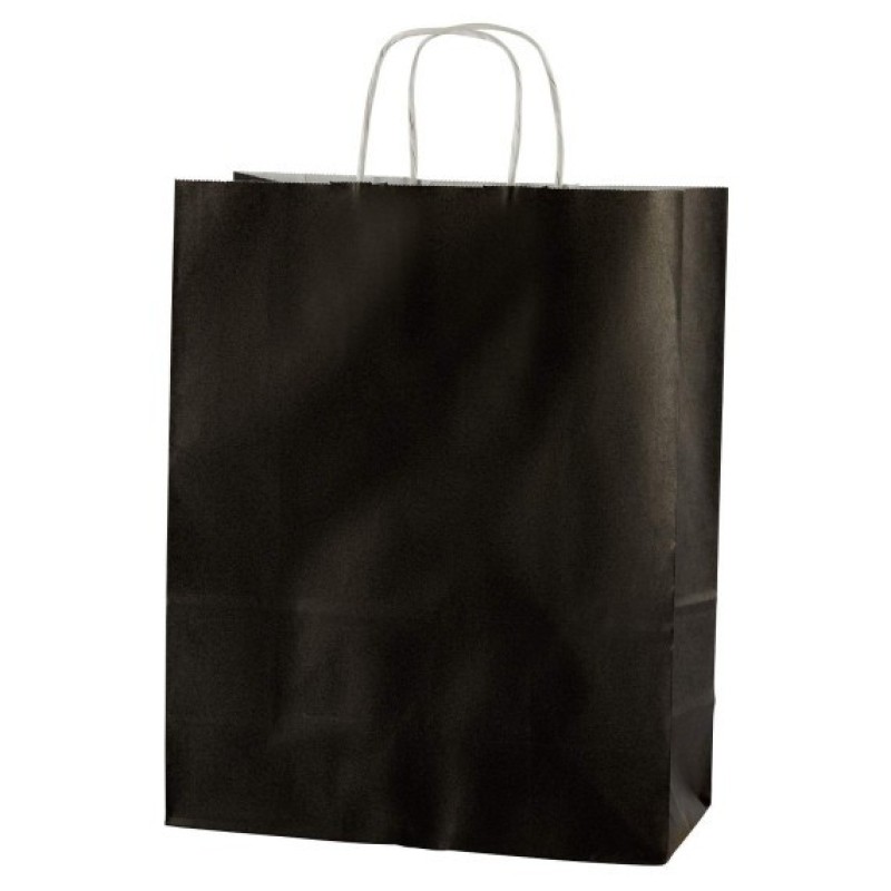 Mainetti Bags Shopper in carta kraft 18x8x24 cm manici a cordino ritorto nero confezione 25 pezzi