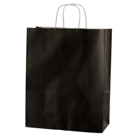 Shopper in carta kraft 18x8x24 cm manici a cordino ritorto ner