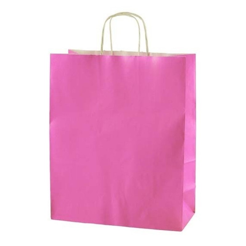 Mainetti Bags Shopper in carta kraft 18x8x24 cm manici a cordino ritorto rosa confezione 25 pezzi