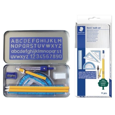 Staedtler Noris set matematica 11 pezzi astuccio metallo 557-11