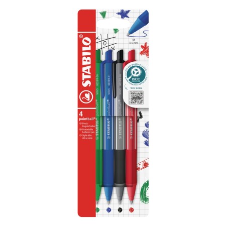 Stabilo Pointball Colorful astuccio 4 penne a sfera 0,5 mm