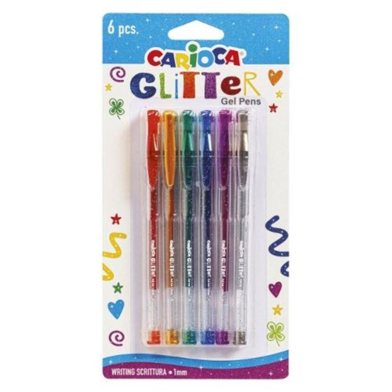Carioca penne gel glitter blister 6 pezzi punta 1 mm per carta scura Carioca penne gel glitter blister 6 pezzi punta 1 mm per carta scura