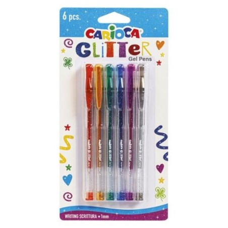 Carioca penne gel glitter blister 6 pezzi punta 1 mm per carta