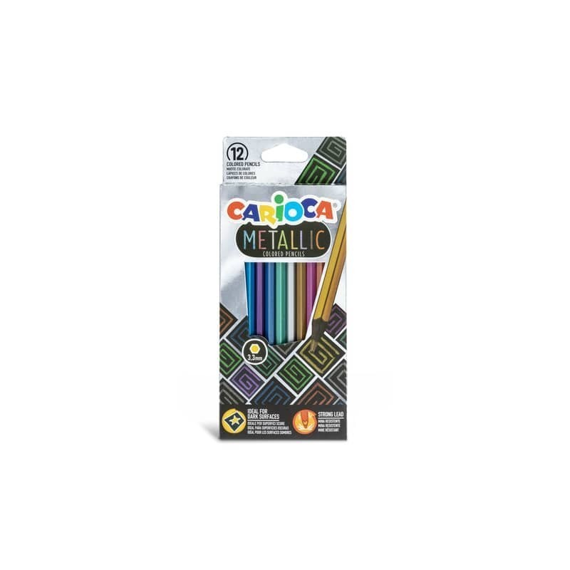 Carioca Metallic astuccio 12 matite colorate metallizzate per superfici scure 43164 Carioca Metallic astuccio 12 matite colorate metallizzate per superfici scure 43164