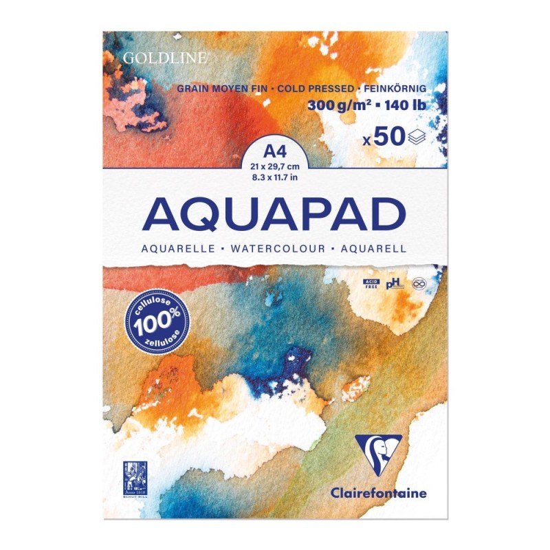 Clairefontaine Aquapad blocco collato A4 300 g 50 fogli