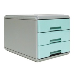 Mini Cassettiera Arda Keep Colour Pastel - 17 x 25,4 x 17,7 cm, Corpo Grigio con Cassetti Azzurri 19P3PPASBL