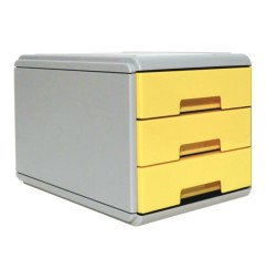 Mini Cassettiera Arda Keep Colour Pastel - 17 x 25,4 x 17,7 cm, Corpo Grigio Chiaro con Cassetti Gialli 19P3PPASG