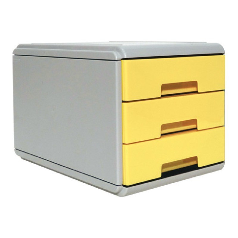 Mini Cassettiera Arda Keep Colour Pastel - 17 x 25,4 x 17,7 cm, Corpo Grigio Chiaro con Cassetti Gialli 19P3PPASG