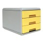 Mini Cassettiera Arda Keep Colour Pastel - 17 x 25,4 x 17,7 cm, Corpo Grigio Chiaro con Cassetti Gialli 19P3PPASG