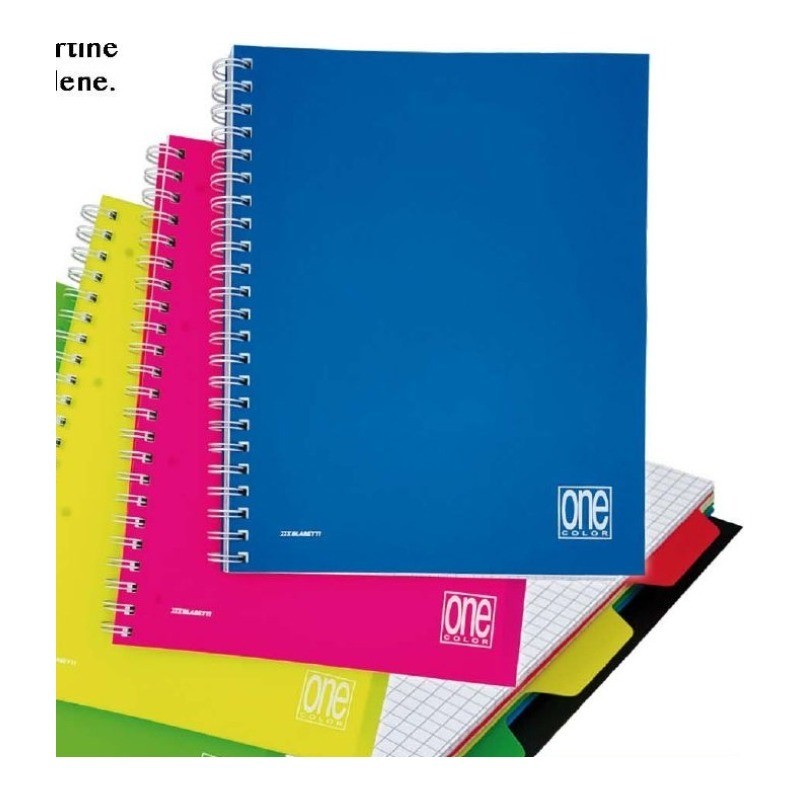 Blasetti One Color maxi quaderno con spirale A4+ 120+1 fogli 70 g rigatura 5M con 4 divisori in PPL 7738 Blasetti One Color maxi quaderno con spirale A4+ 120+1 fogli 70 g rigatura 5M con 4 divisori in PPL 7738