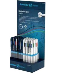 Schneider Take 4 espositore da banco 36 penne a sfera a quattro colori assortite 305462