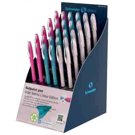 Schneider Slider Memo XB Color Edition espositore da banco 30 penne a sfera assortite 399632