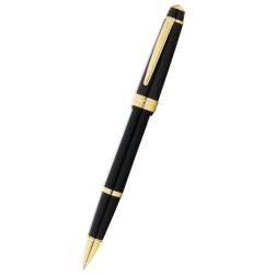 Cross Bailey Light roller resina nera con finiture dorate in confezione regalo AT0745-9