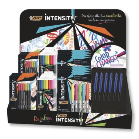 BIC Intensity Rainbow espositore da banco 33 confezioni pennarelli Dual Tip, fineliner e marcatori 507446