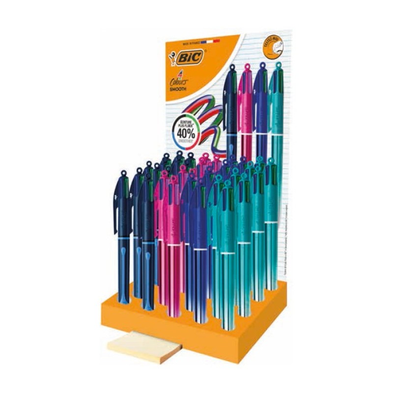 BIC 4 Colours Smooth espositore da banco 36 penne a sfera 4 colori punta 1,0 mm quattro design 300341 BIC 4 Colours Smooth espositore da banco 36 penne a sfera 4 colori punta 1,0 mm quattro design 300341