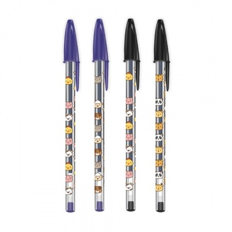 BIC Cristal Decor Kawaii penna a sfera punta media 1,0 mm inchiostro blu e nero – confezione 20 pezzi 529676