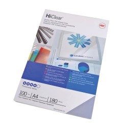 ACCO GBC HiClear copertine per rilegatura A4 in PVC trasparente 180 micron – confezione 100 pezzi CE011880E