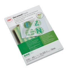 ACCO GBC DocumentPouch pouches per plastificazione A3 2x125 micron lucide – confezione 100 pezzi 3200725
