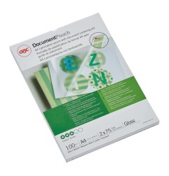 GBC DocumentPouch pouches per plastificazione A4 2x75 micron lucide – confezione 100 pezzi 3740400