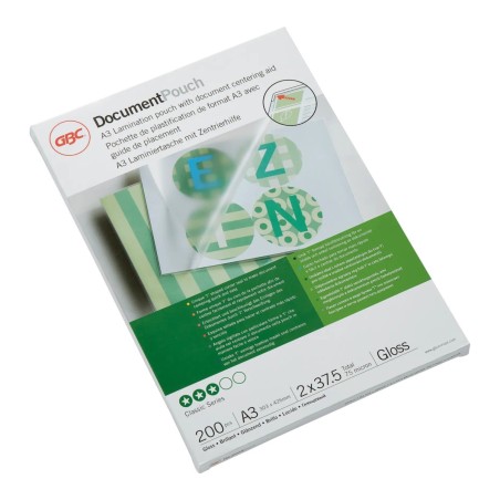 ACCO GBC DocumentPouch pouches per plastificazione A3 2x37,5 micron lucide – confezione 200 pezzi 3745104