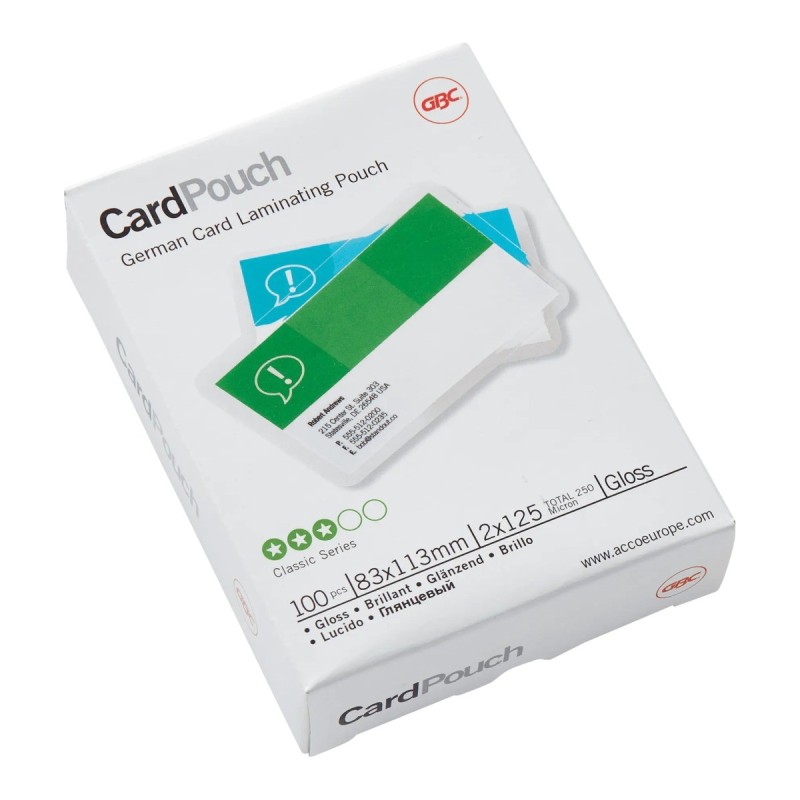 ACCO GBC CardPouch pouches per plastificazione 83x113mm 2x125 micron lucide – confezione 100 pezzi 3743154 ACCO GBC CardPouch pouches per plastificazione 83x113mm 2x125 micron lucide – confezione 100 pezzi 3743154