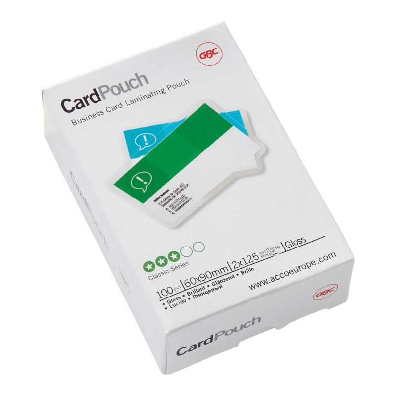 GBC CardPouch pouches per plastificazione 60x90mm 2x125 micron lucide – confezione 100 pezzi 3743157 GBC CardPouch pouches per plastificazione 60x90mm 2x125 micron lucide – confezione 100 pezzi 3743157