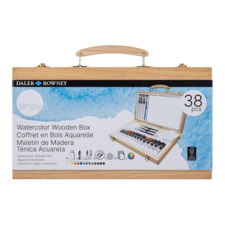 Daler-Rowney Simply cassetta in legno set acquerello 38 pezzi D13450055000