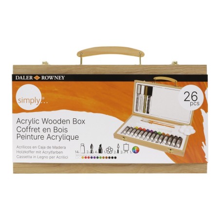 Daler-Rowney Simply cassetta in legno set colori acrilici 26 pezzi D12650055000
