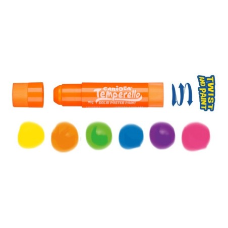 Carioca Temperello Neon tempera solida in stick 6 pezzi colori assortiti 42675