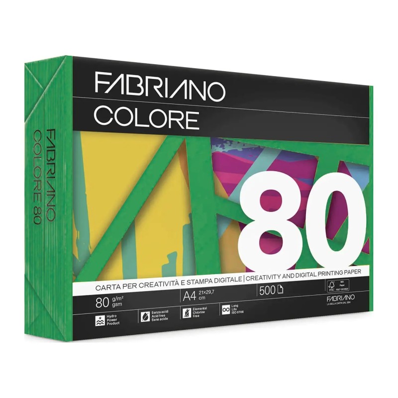 Fabriano Colore carta colorata A3 80 g verde risma 250 fogli 74129742 Fabriano Colore carta colorata A3 80 g verde risma 250 fogli 74129742
