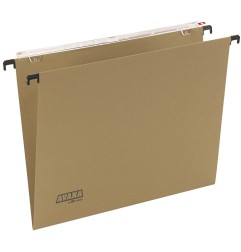 Bertesi Avana 50 pezzi cartella sospesa cm.39 a V per documenti, per cassetto, colore avana lenticolare lungo 060/390Beta-B1