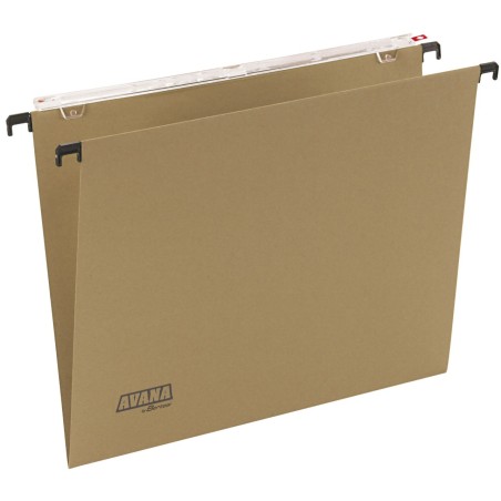 Bertesi Avana 50 pezzi cartella sospesa cm.39 a V per documenti, per cassetto, colore avana lenticolare lungo 060/390Beta-B1